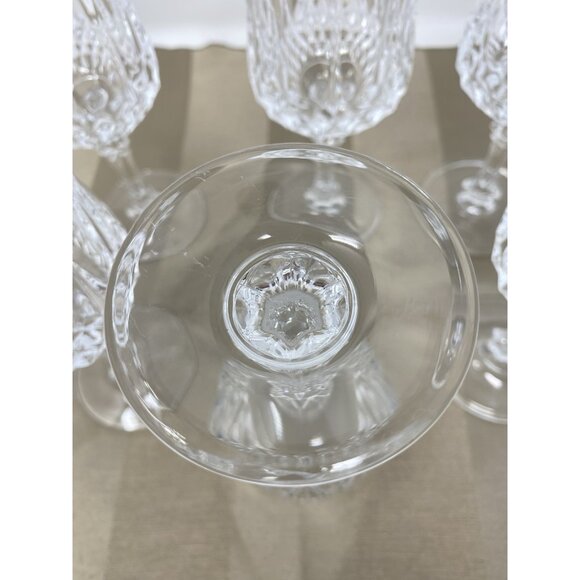 Vintage Cristal d'Arques Durand Longchamp Cut Crystal Wine Glasses Set 7 France - Picture 9 of 10